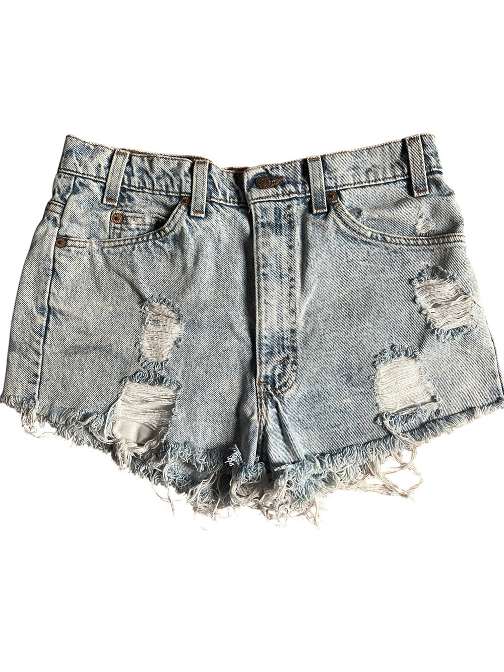 1985 Vintage Levi’s 517 Orange Tab Cutoff Denim Shorts 34 US 30 Distressed USA